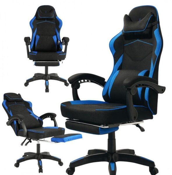 Sedia da gaming girevole VECTOR con funzione massaggio e poggiapiedi, modello KO48N