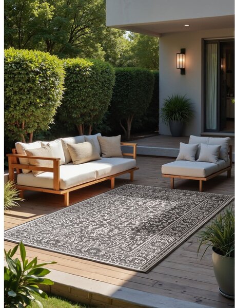 Tappeto da interno/esterno bianco e nero 200x290 cm Duet Kona – NORTHRUGS
