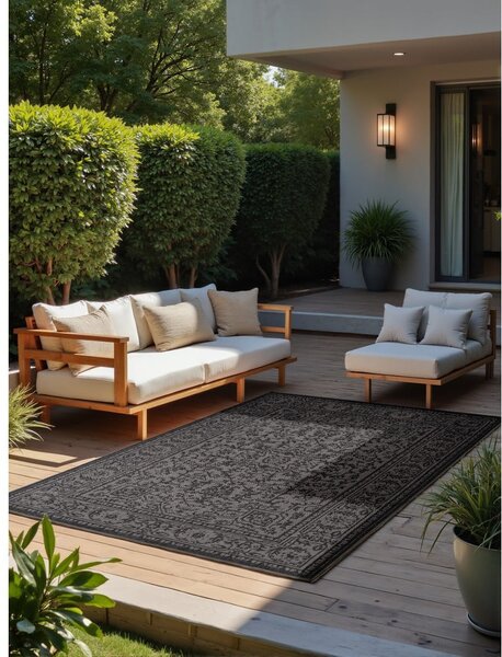 Tappeto da interno/esterno bianco e nero 200x290 cm Duet Kona – NORTHRUGS