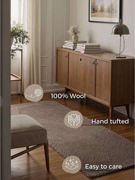Passatoia grigio tortora in lana tessuta a mano 80x200 cm Calmio – Hanse Home