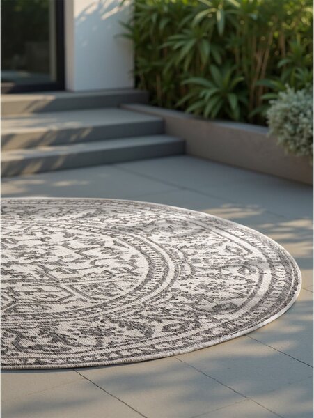 Tappeto da interno/esterno rotondo grigio/avorio ø 160 cm Duet Kona – NORTHRUGS