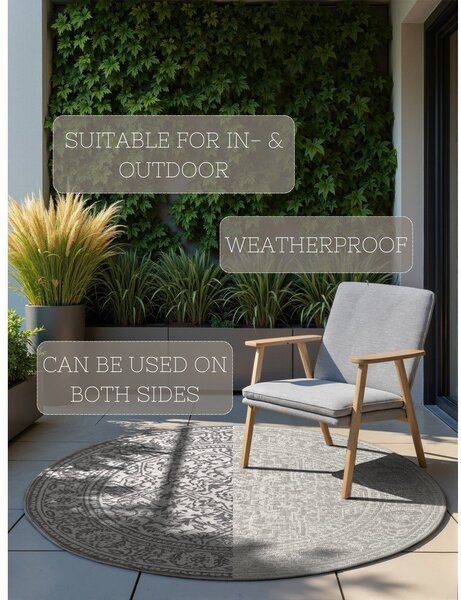 Tappeto da interno/esterno rotondo grigio/avorio ø 160 cm Duet Kona – NORTHRUGS