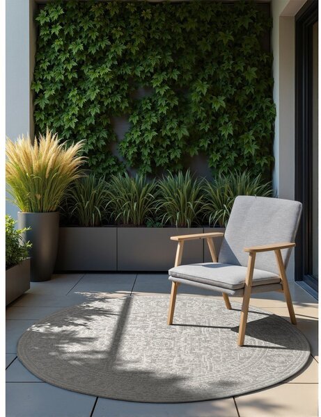 Tappeto da interno/esterno rotondo grigio/avorio ø 160 cm Duet Kona – NORTHRUGS