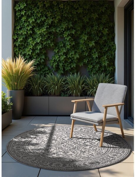 Tappeto da interno/esterno rotondo grigio/avorio ø 160 cm Duet Kona – NORTHRUGS