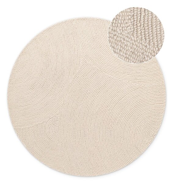 Tappeto rotondo colore naturale chiaro in lana tessuto a mano ø 120 cm Calmio – Hanse Home