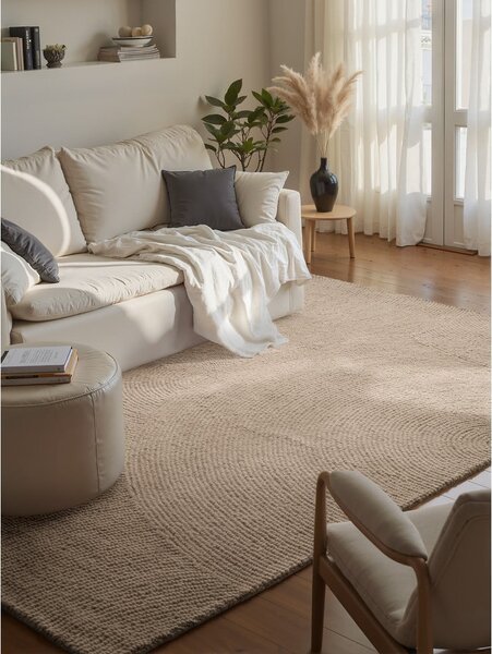 Tappeto beige in lana tessuto a mano 80x150 cm Calmio – Hanse Home