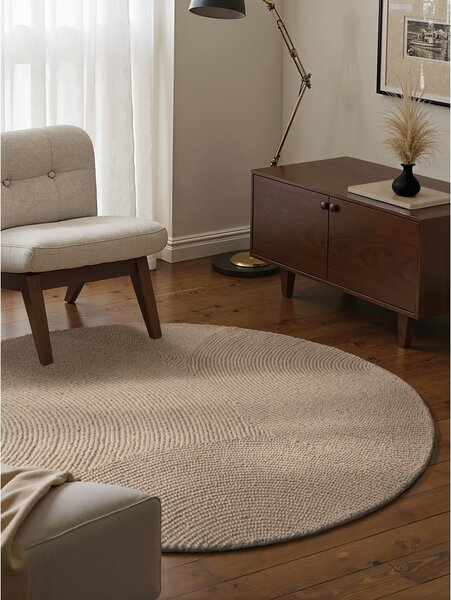 Tappeto rotondo beige in lana tessuto a mano ø 120 cm Calmio – Hanse Home