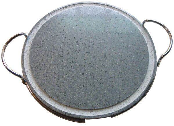 Pietra lavica tonda con supporto in acciaio cromato Ø 26 cm per Barbecue