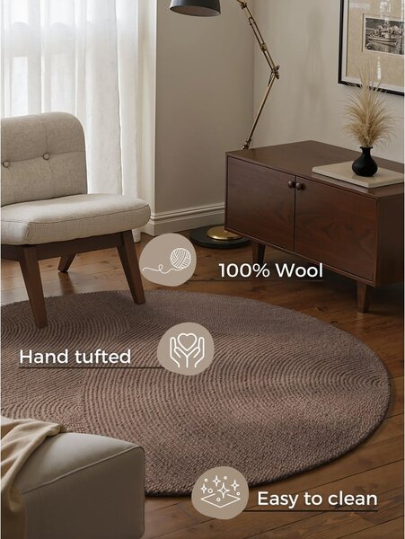 Tappeto rotondo grigio tortora in lana tessuto a mano ø 150 cm Calmio – Hanse Home