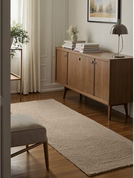 Passatoia beige in lana tessuta a mano 80x200 cm Calmio – Hanse Home