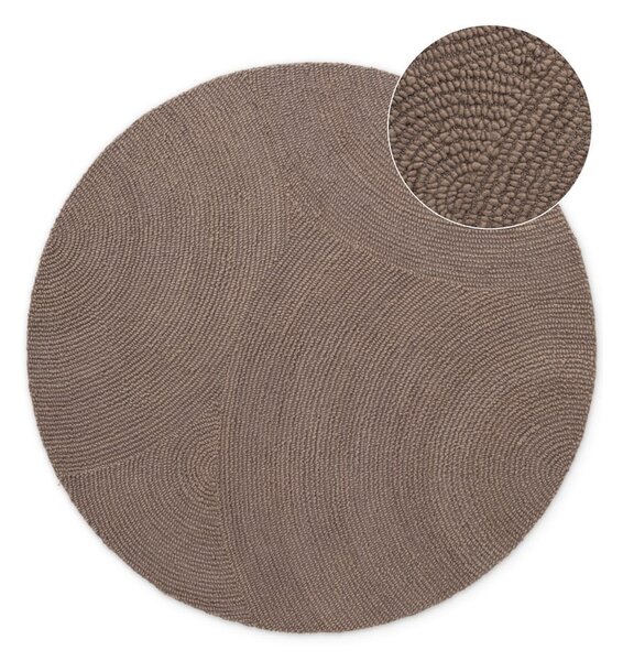 Tappeto rotondo grigio tortora in lana tessuto a mano ø 150 cm Calmio – Hanse Home