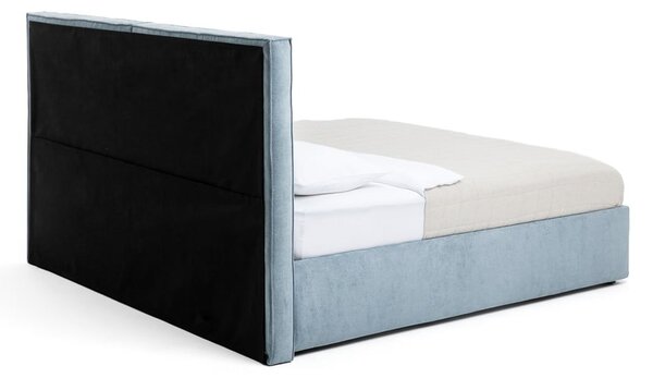 Letto matrimoniale imbottito blu con contenitore con rete inclusa 180x200 cm Thessa Bold – Bonami Selection