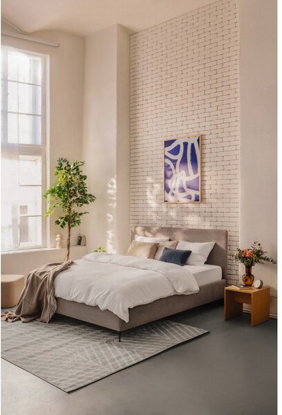 Letto matrimoniale imbottito grigio tortora con rete inclusa 160x200 cm Noira Slim – Bonami Selection