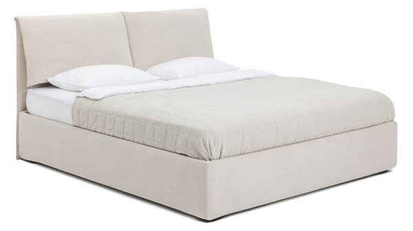 Letto matrimoniale imbottito beige con contenitore con rete inclusa 160x200 cm Thessa Pillow – Bonami Selection