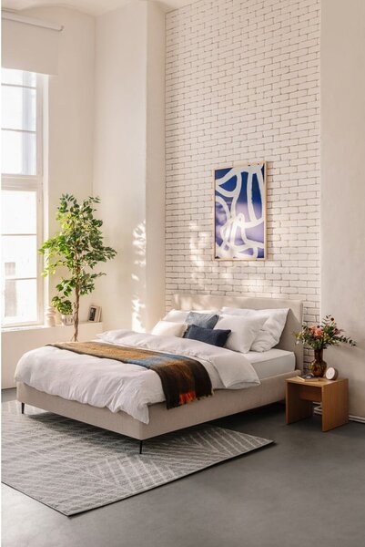 Letto matrimoniale imbottito beige con rete inclusa 160x200 cm Noira Slim – Bonami Selection
