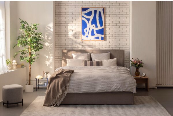 Letto matrimoniale imbottito grigio tortora con contenitore con rete inclusa 180x200 cm Thessa Bold – Bonami Selection