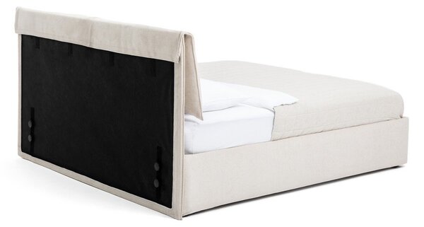 Letto matrimoniale imbottito beige con contenitore con rete inclusa 160x200 cm Thessa Pillow – Bonami Selection