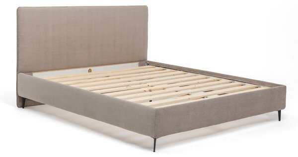 Letto matrimoniale imbottito grigio tortora con rete inclusa 160x200 cm Noira Slim – Bonami Selection