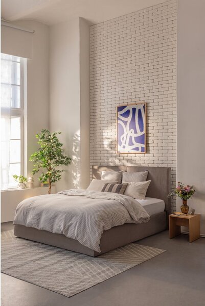 Letto matrimoniale imbottito grigio tortora con contenitore con rete inclusa 180x200 cm Thessa Bold – Bonami Selection