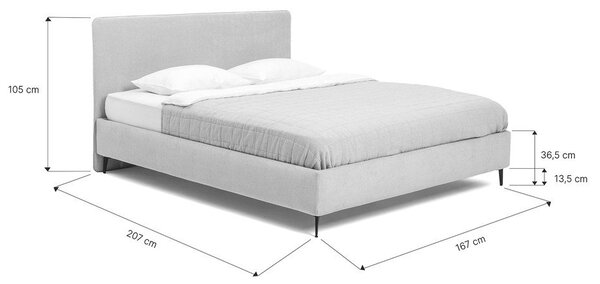 Letto matrimoniale imbottito blu con rete inclusa 160x200 cm Noira Slim – Bonami Selection