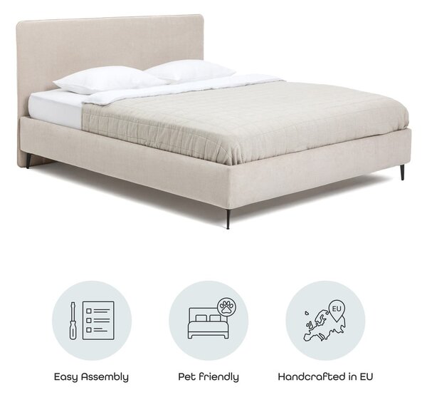 Letto matrimoniale imbottito beige con rete inclusa 160x200 cm Noira Slim – Bonami Selection