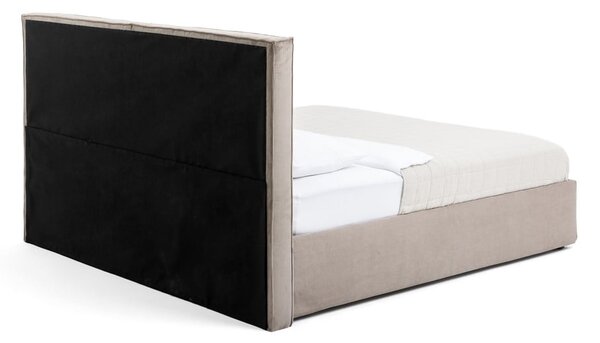 Letto matrimoniale imbottito grigio tortora con contenitore con rete inclusa 180x200 cm Thessa Bold – Bonami Selection
