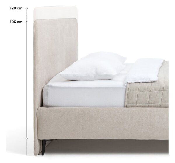 Letto matrimoniale imbottito grigio con rete inclusa 160x200 cm Noira Slim – Bonami Selection