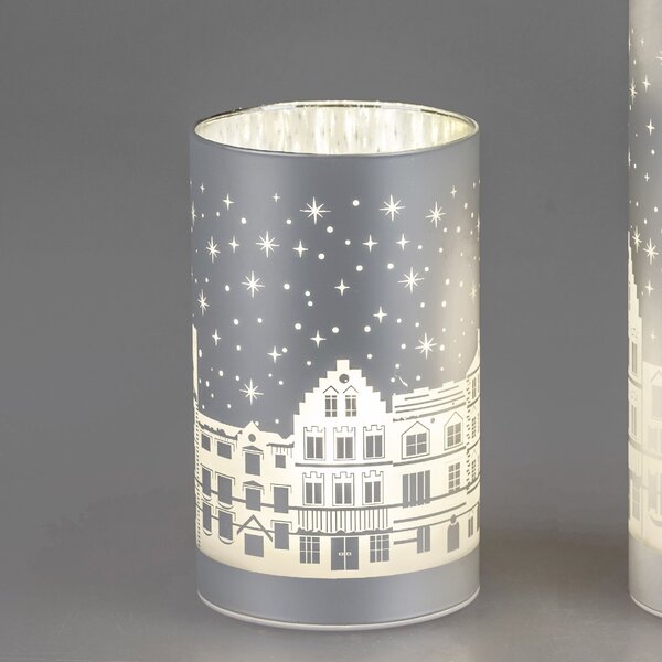 Luce decorativa a LED, lampada da tavolo HÄUSERZEILE argento H. 15 cm in vetro Formano WA