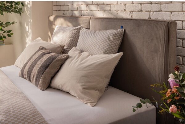 Letto matrimoniale imbottito grigio tortora con contenitore con rete inclusa 180x200 cm Thessa Bold – Bonami Selection