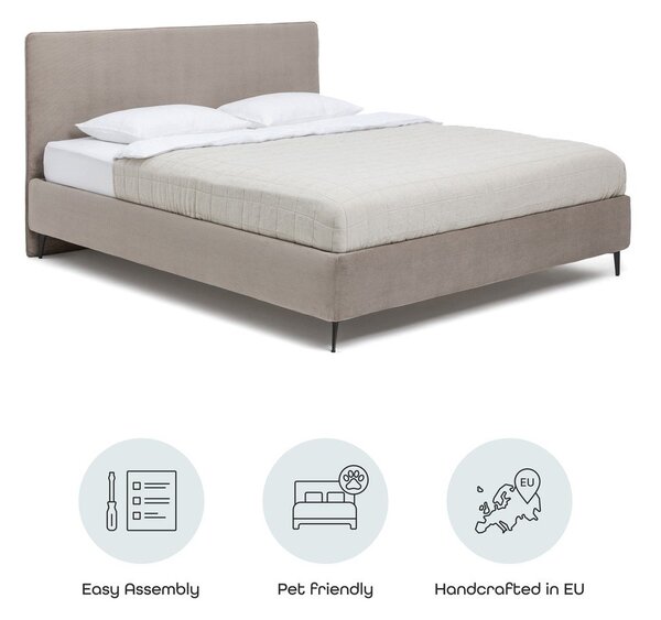 Letto matrimoniale imbottito grigio tortora con rete inclusa 160x200 cm Noira Slim – Bonami Selection