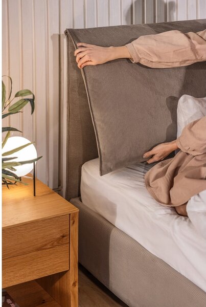 Letto matrimoniale imbottito grigio tortora con contenitore con rete inclusa 180x200 cm Thessa Pillow – Bonami Selection