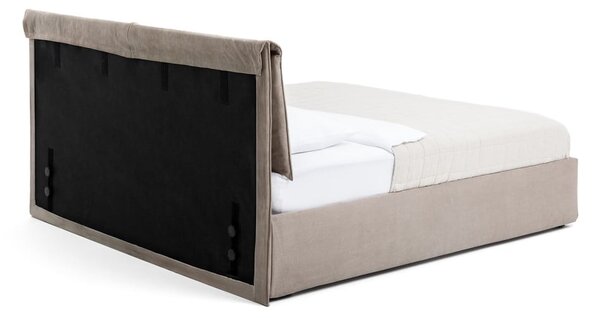 Letto matrimoniale imbottito grigio tortora con contenitore con rete inclusa 180x200 cm Thessa Pillow – Bonami Selection