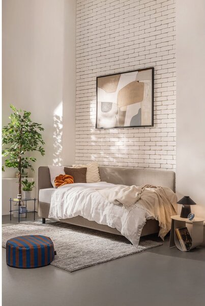 Letto singolo imbottito grigio tortora con contenitore con materasso incluso 90x200 cm Avela – Bonami Selection