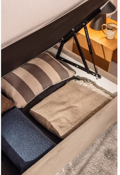 Letto singolo imbottito grigio con contenitore con materasso incluso 90x200 cm Avela – Bonami Selection