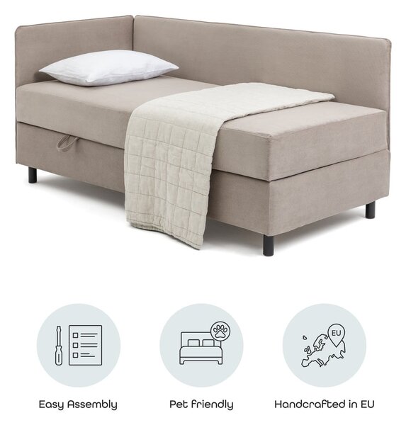 Letto singolo imbottito grigio tortora con contenitore con materasso incluso 90x200 cm Avela – Bonami Selection