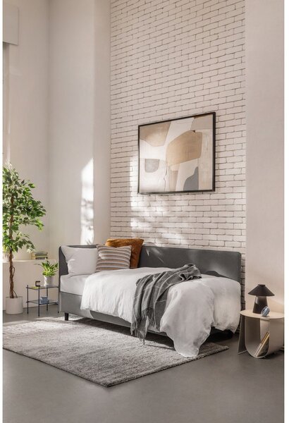 Letto singolo imbottito grigio con contenitore con materasso incluso 90x200 cm Avela – Bonami Selection