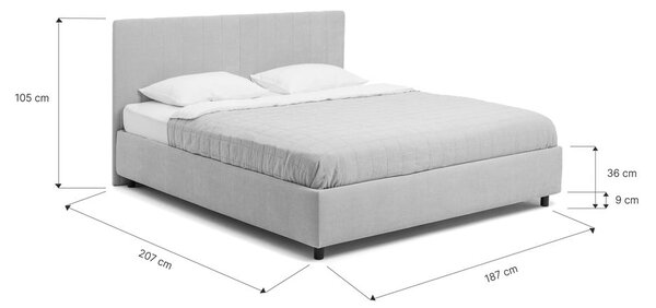 Letto matrimoniale imbottito blu con contenitore con rete inclusa 180x200 cm Myra Slim Line – Bonami Selection