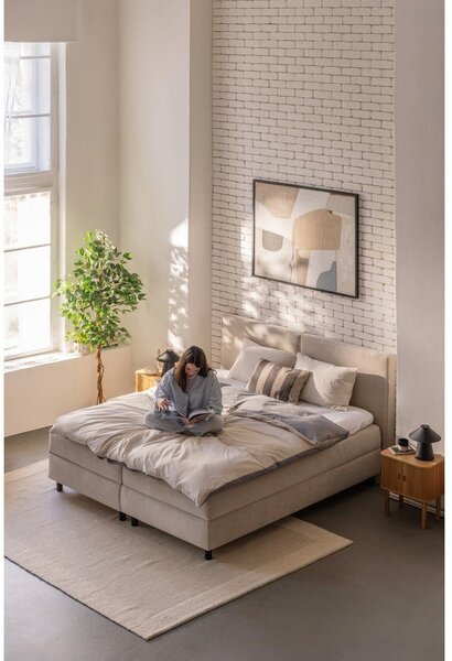 Letto boxspring beige con contenitore 160x200 cm Elva Bold – Bonami Selection