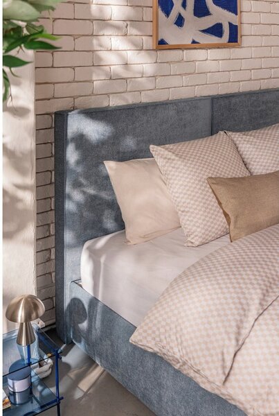 Letto matrimoniale imbottito blu con contenitore con rete inclusa 180x200 cm Thessa Bold – Bonami Selection