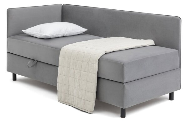Letto singolo imbottito grigio con contenitore con materasso incluso 90x200 cm Avela – Bonami Selection