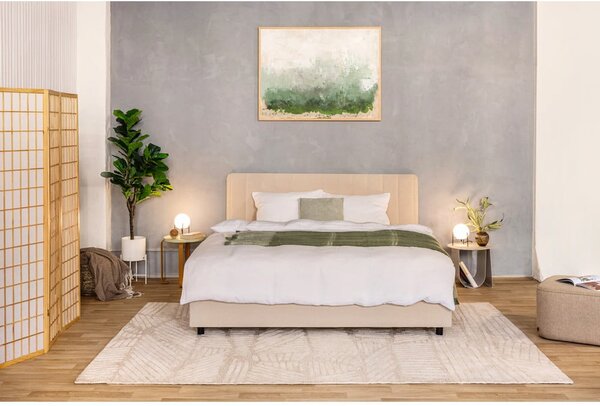Letto matrimoniale imbottito beige con contenitore con materasso incluso/con rete inclusa 160x200 cm Myra Slim Line – Bonami Selection