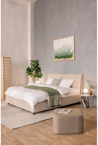 Letto matrimoniale imbottito beige con contenitore con rete inclusa 160x200 cm Myra Pillow – Bonami Selection