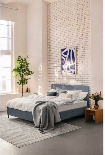 Letto matrimoniale imbottito blu con rete inclusa 160x200 cm Noira Slim – Bonami Selection