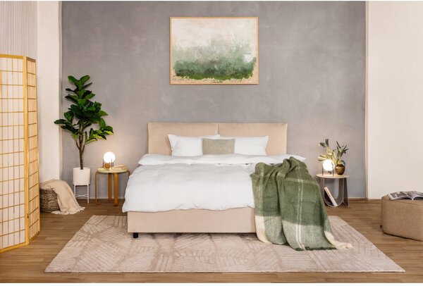 Letto matrimoniale imbottito beige con contenitore con rete inclusa 160x200 cm Myra Pillow – Bonami Selection