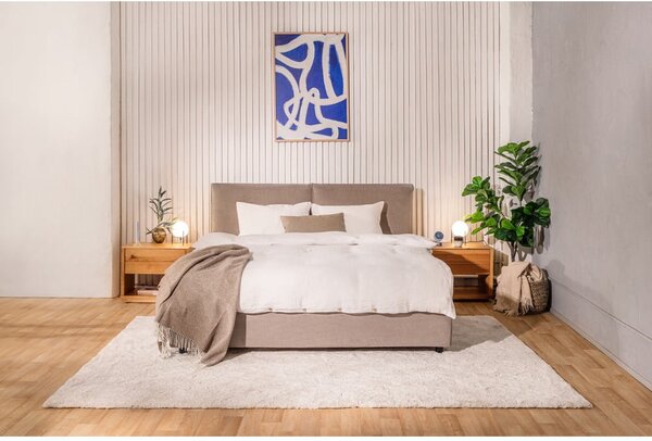 Letto matrimoniale imbottito grigio tortora con contenitore con rete inclusa 180x200 cm Myra Pillow – Bonami Selection