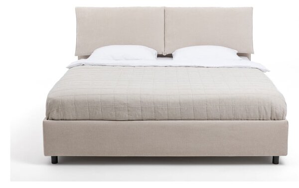 Letto matrimoniale imbottito beige con contenitore con rete inclusa 160x200 cm Myra Pillow – Bonami Selection