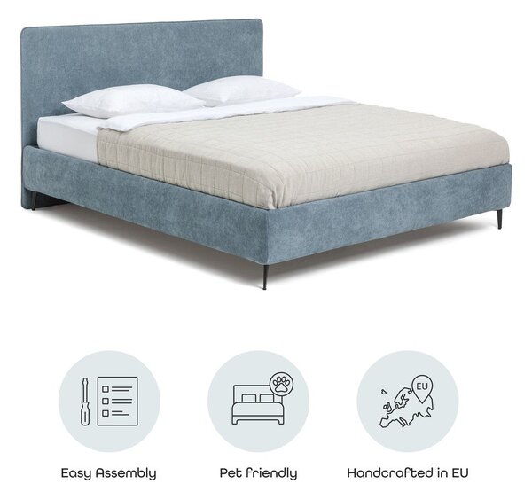 Letto matrimoniale imbottito blu con rete inclusa 160x200 cm Noira Slim – Bonami Selection