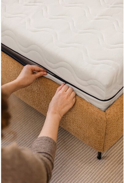 Letto matrimoniale imbottito color senape con rete inclusa 160x200 cm Noira Slim – Bonami Selection