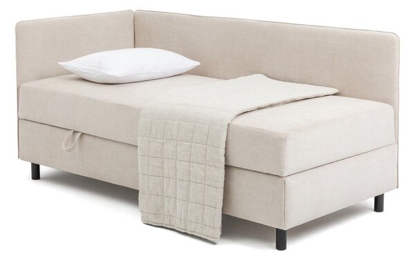 Letto singolo imbottito beige con contenitore con materasso incluso 90x200 cm Avela – Bonami Selection