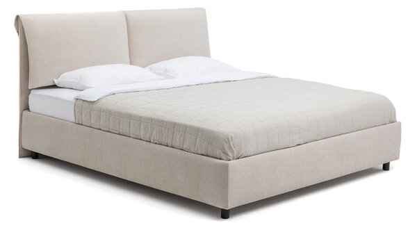 Letto matrimoniale imbottito beige con contenitore con rete inclusa 160x200 cm Myra Pillow – Bonami Selection